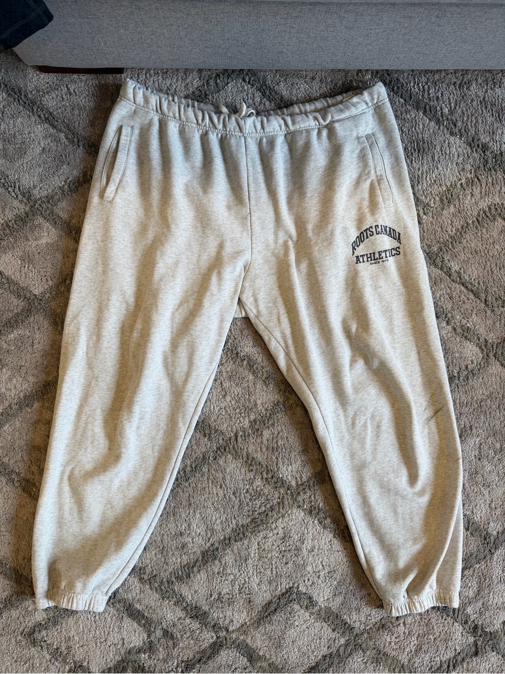 Roots Cream Fleece Joggers with Logo Tag